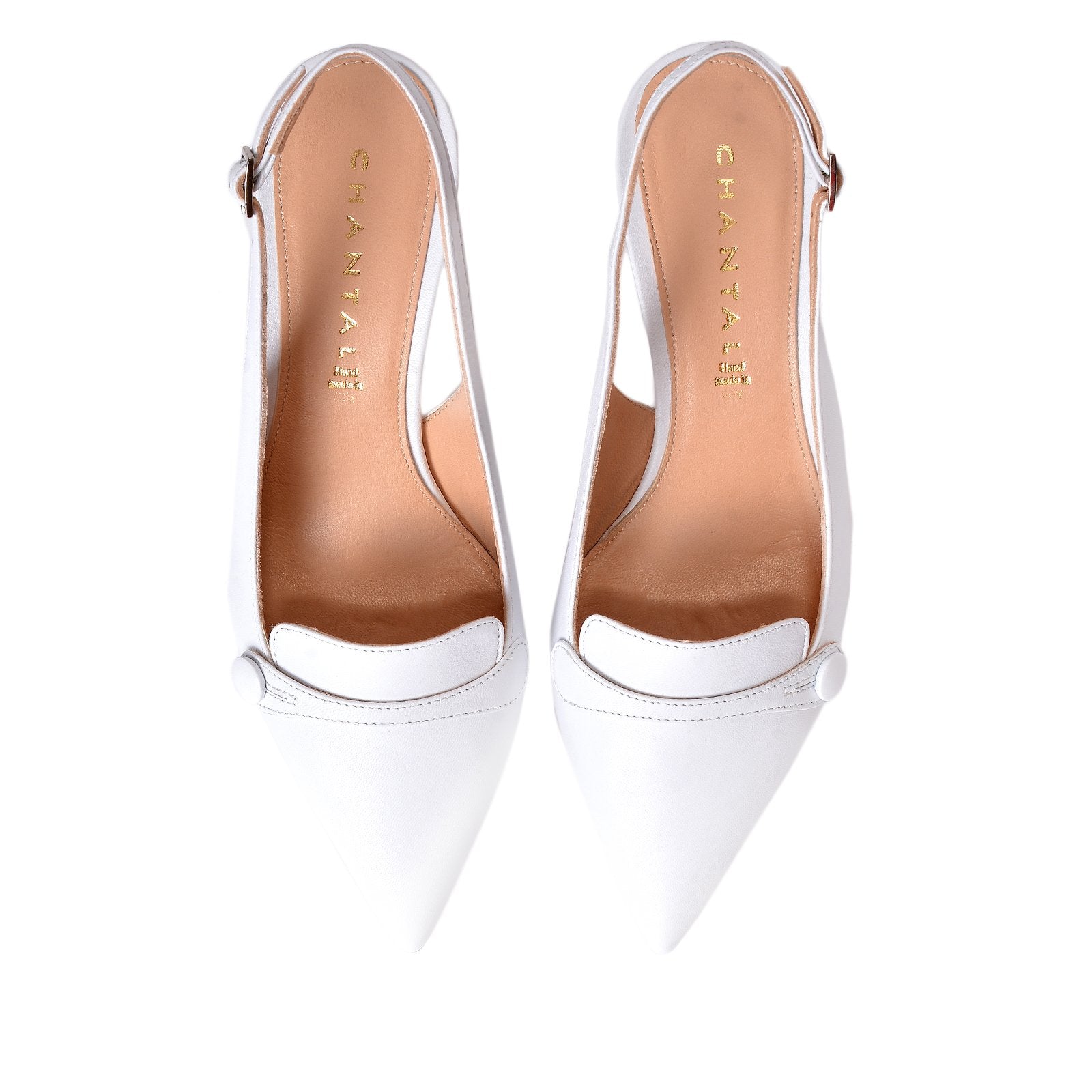Capretto Sling Back Shoes In White Heels 1002/White - 4