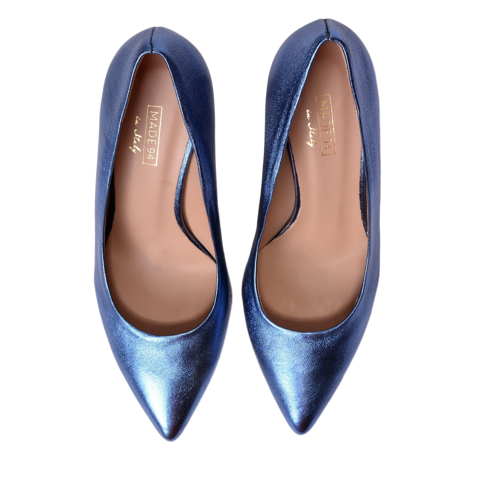 Rosa Blue Metallic Leather Pumps Heels 790-006-1 - 3