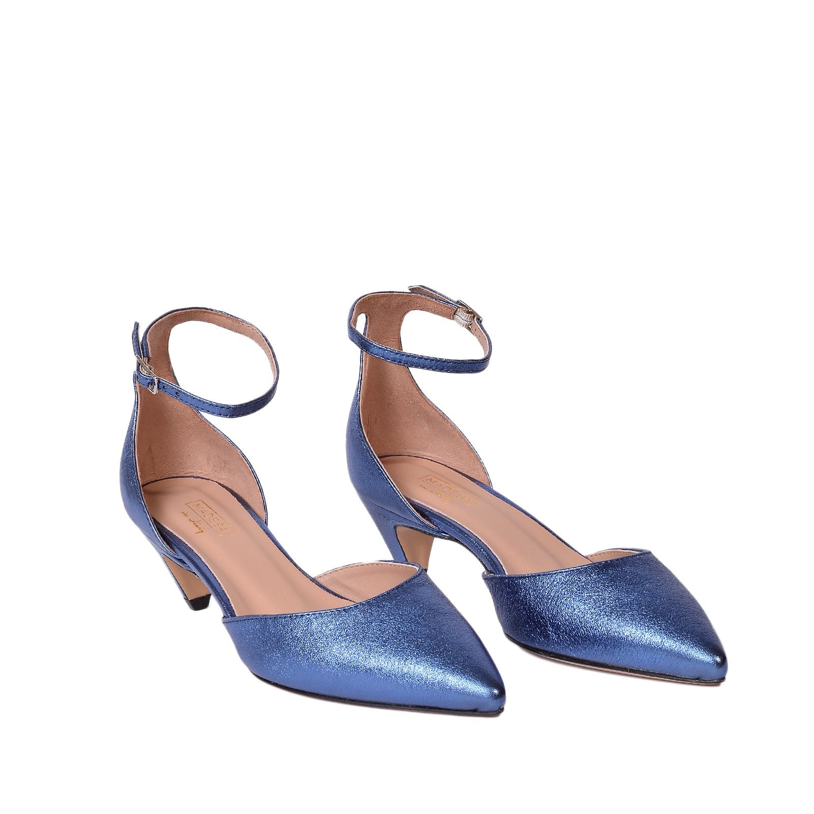 Viki Metallic Blue Leather Shoes Heels 790-008-1 - 2