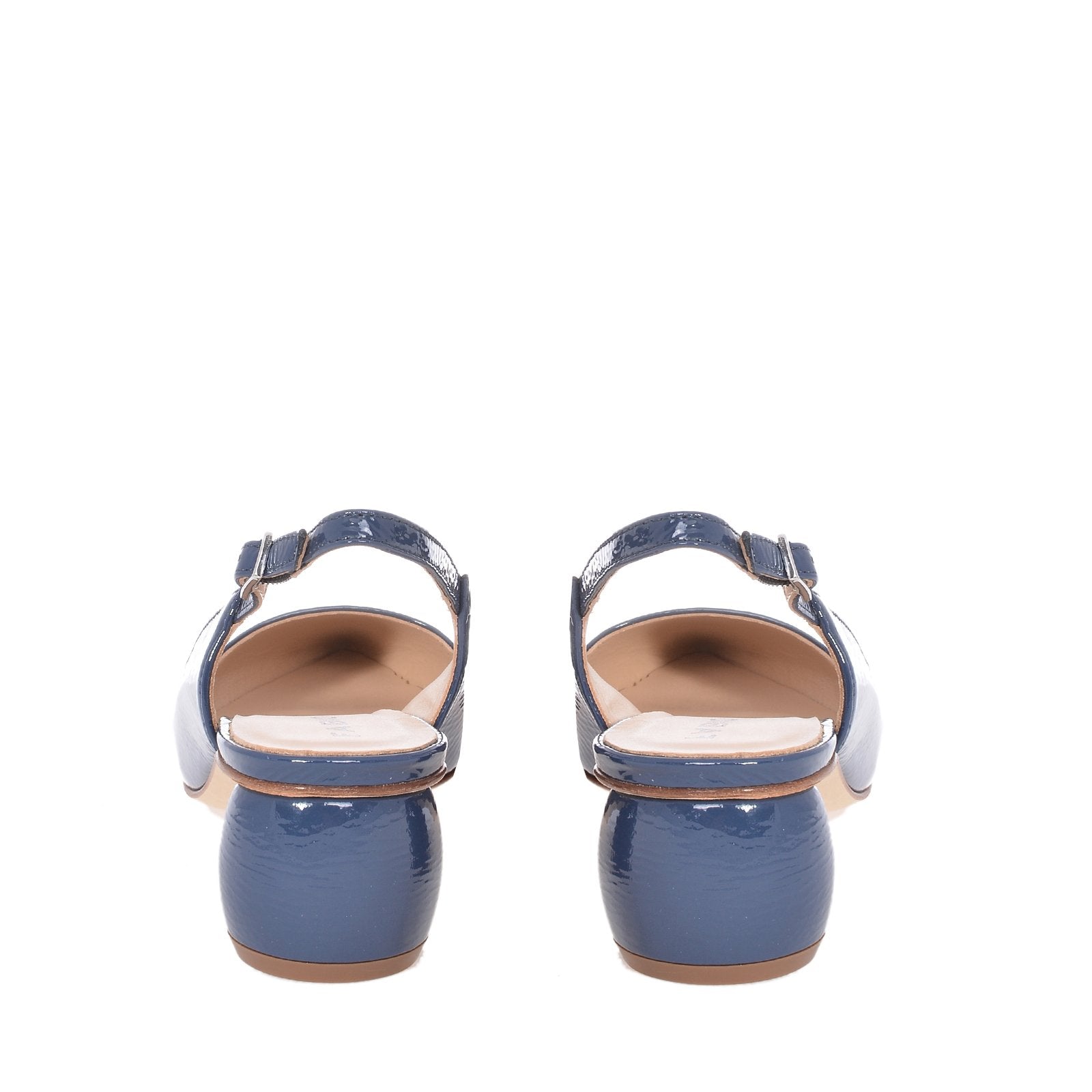 Naplak Leather Slingback Shoes In Navy Heels NAVY87735 - 8