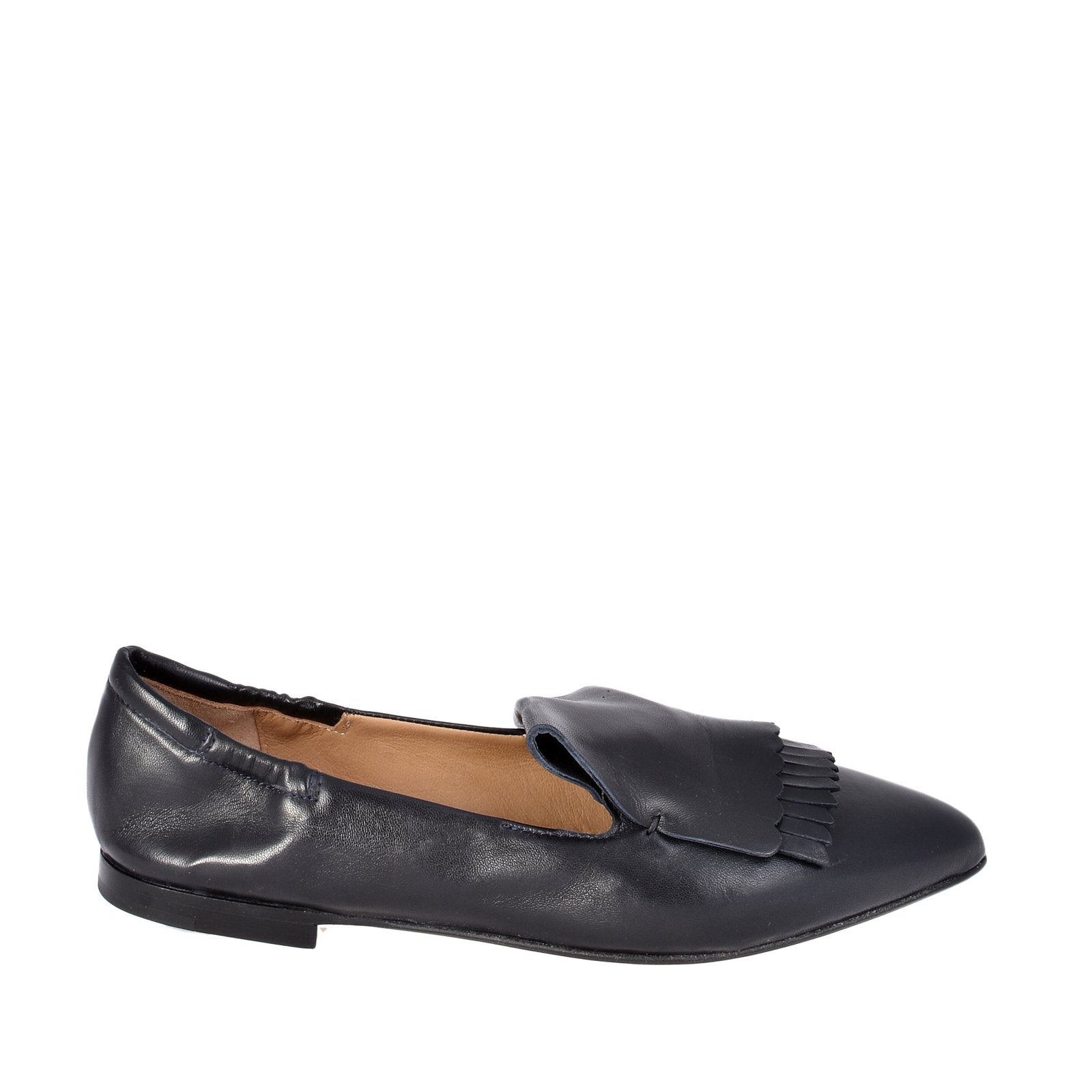 Grace Black Navy Leather Loafers Flats 1744B - 1