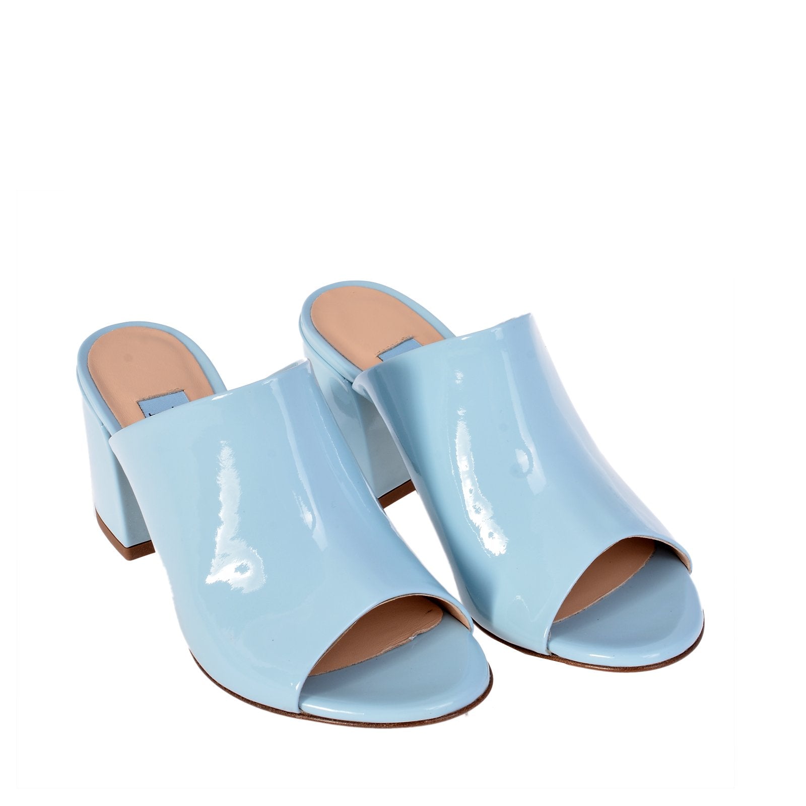Light Blue Patent Mule Heels 9252A - 4
