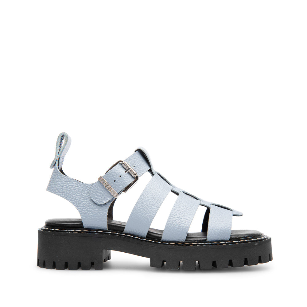 Daphny Dusty Blue Grained Leather Chunky Sandals LAST1520 - 1