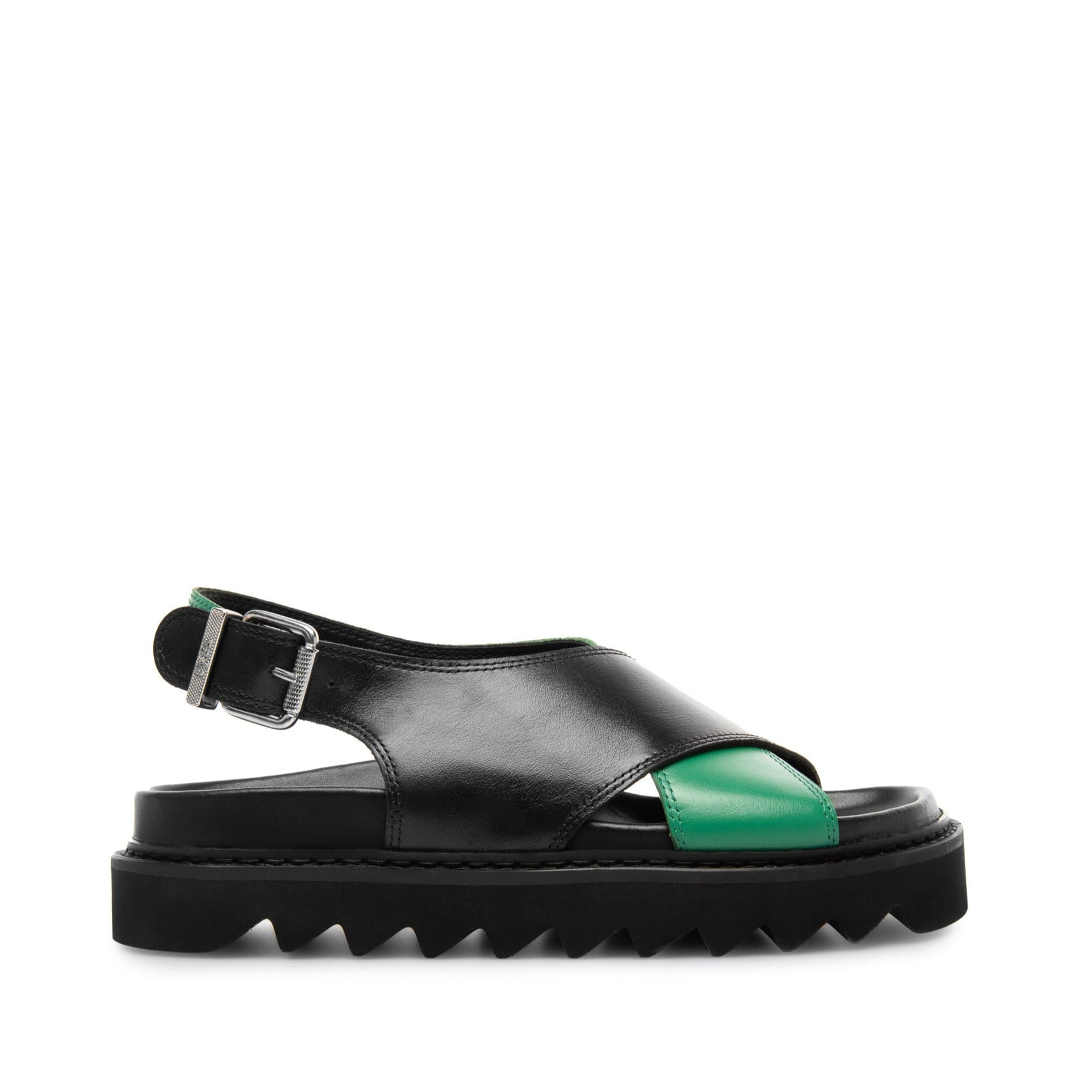 LÄST Diana - Leather - Black/Green Sandals Black/Green