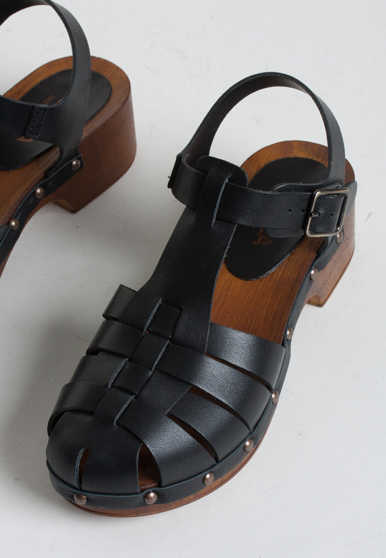 Emmi Black Leather Clogs EMMI-BLACK - 5
