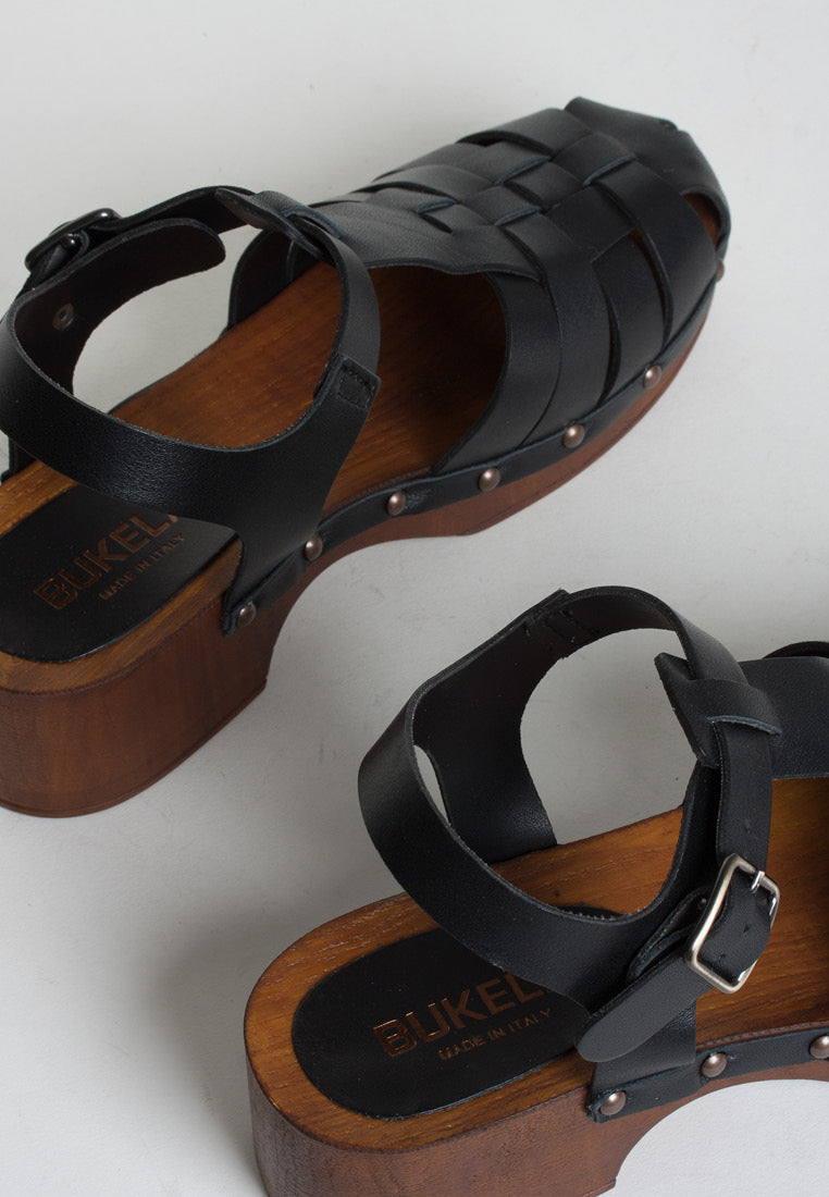 Emmi Black Leather Clogs EMMI-BLACK - 6