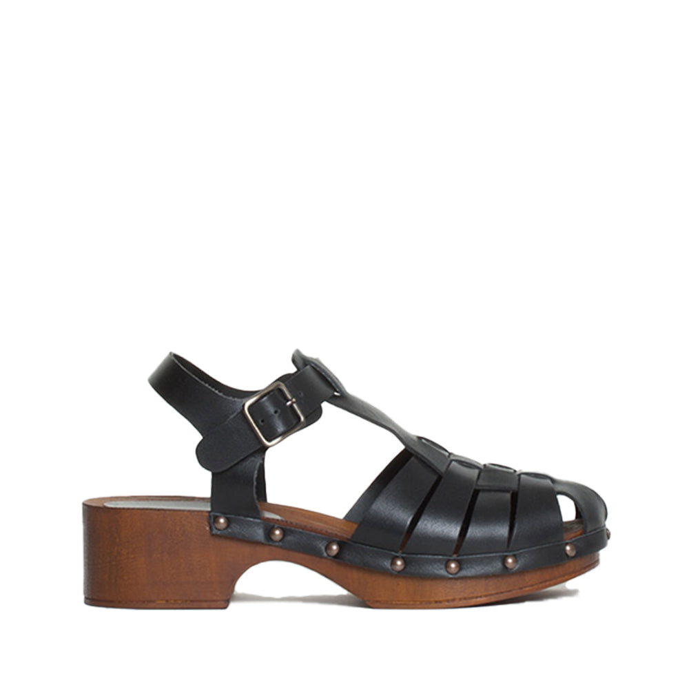 Emmi Black Leather Clogs EMMI-BLACK - 1
