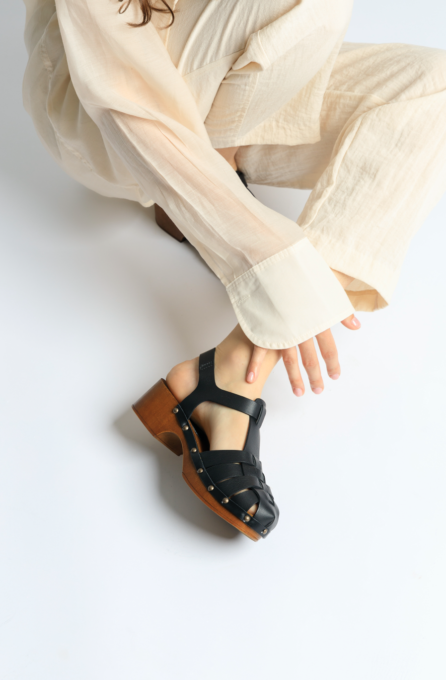 Emmi Black Leather Clogs EMMI-BLACK - 2