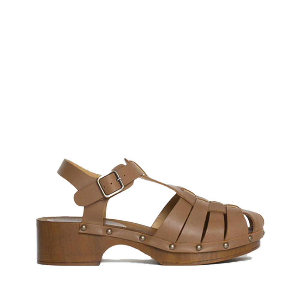 Emmi Brown Leather Clogs EMMI-BROWN - 1