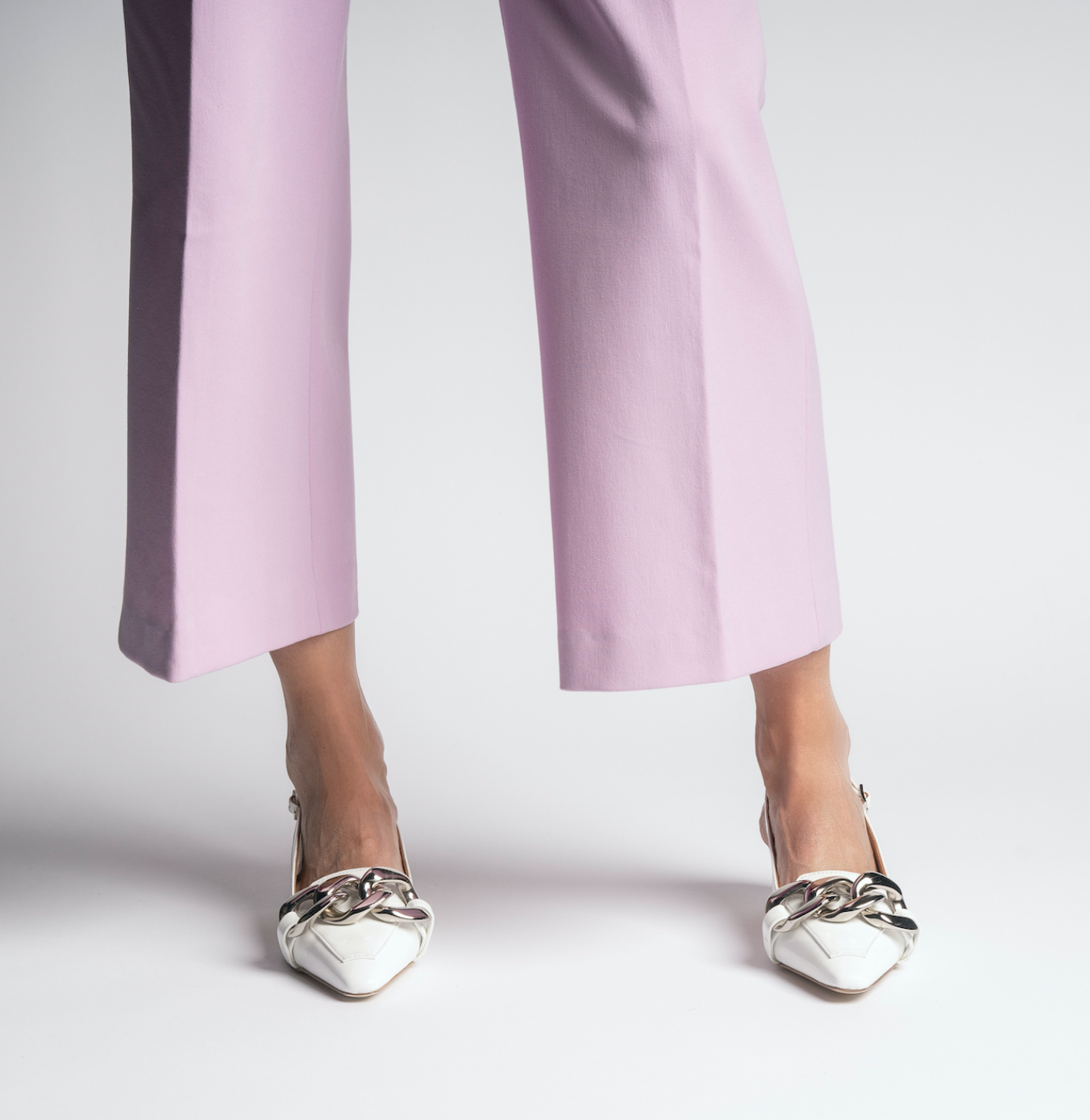 Erity White Naplak Slingback Pumps - 9