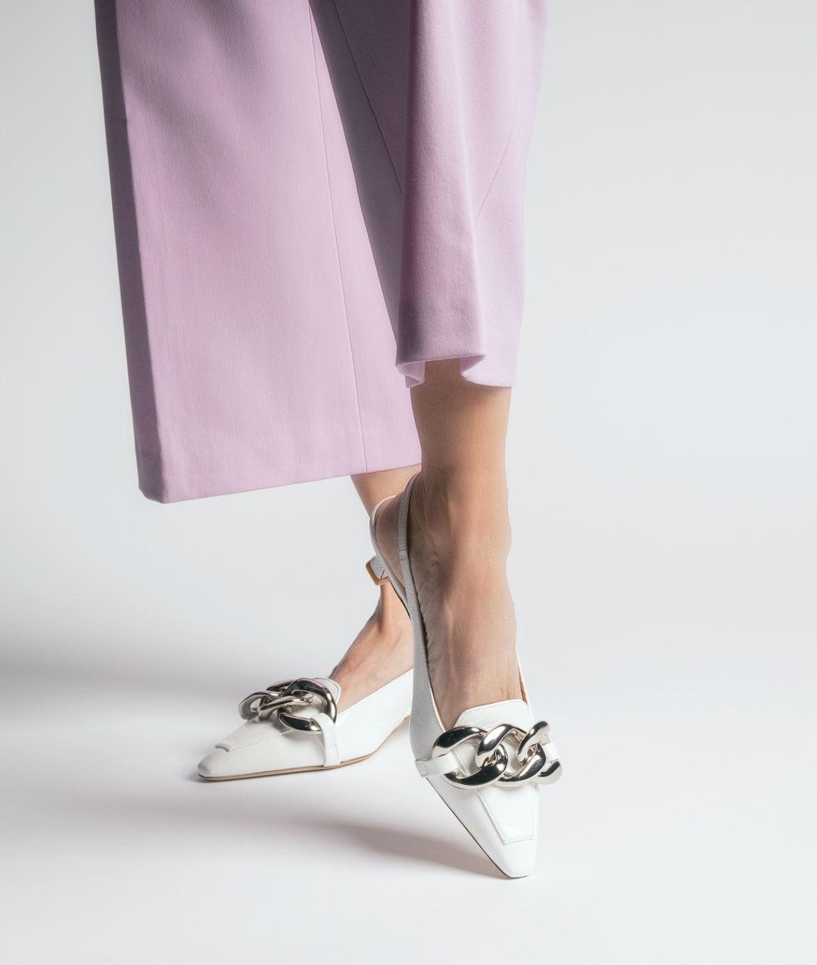 Erity White Naplak Slingback Pumps - 4