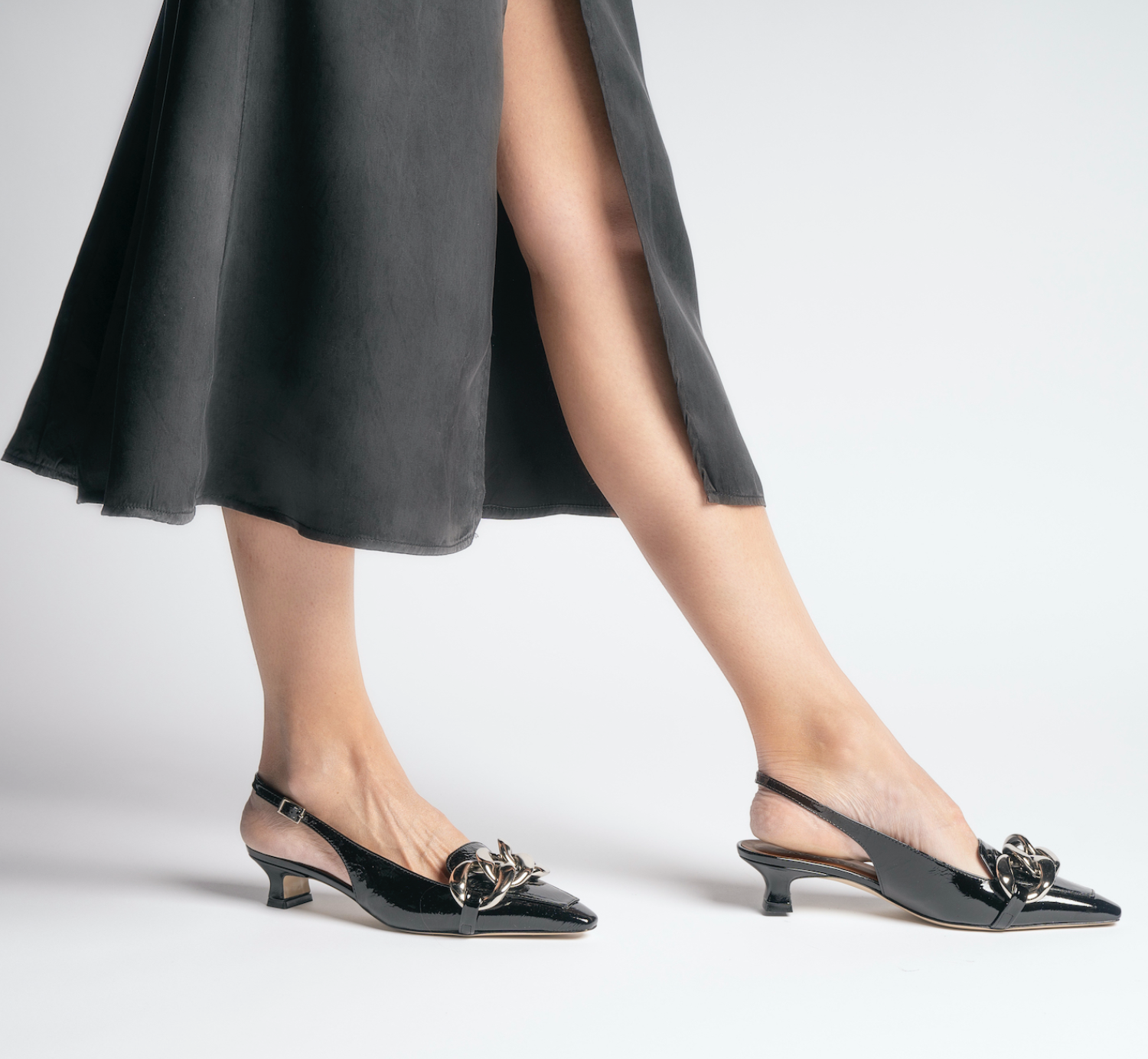 Erity Black Naplak Slingback Pumps - 3