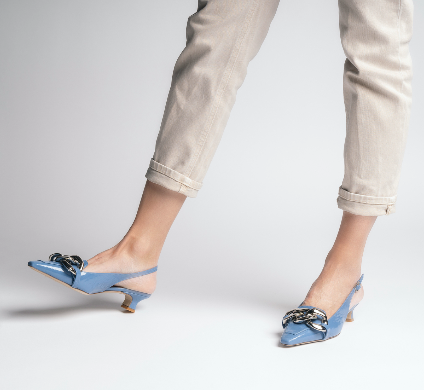 Erity Light Blue Naplak Slingback Pumps - 9