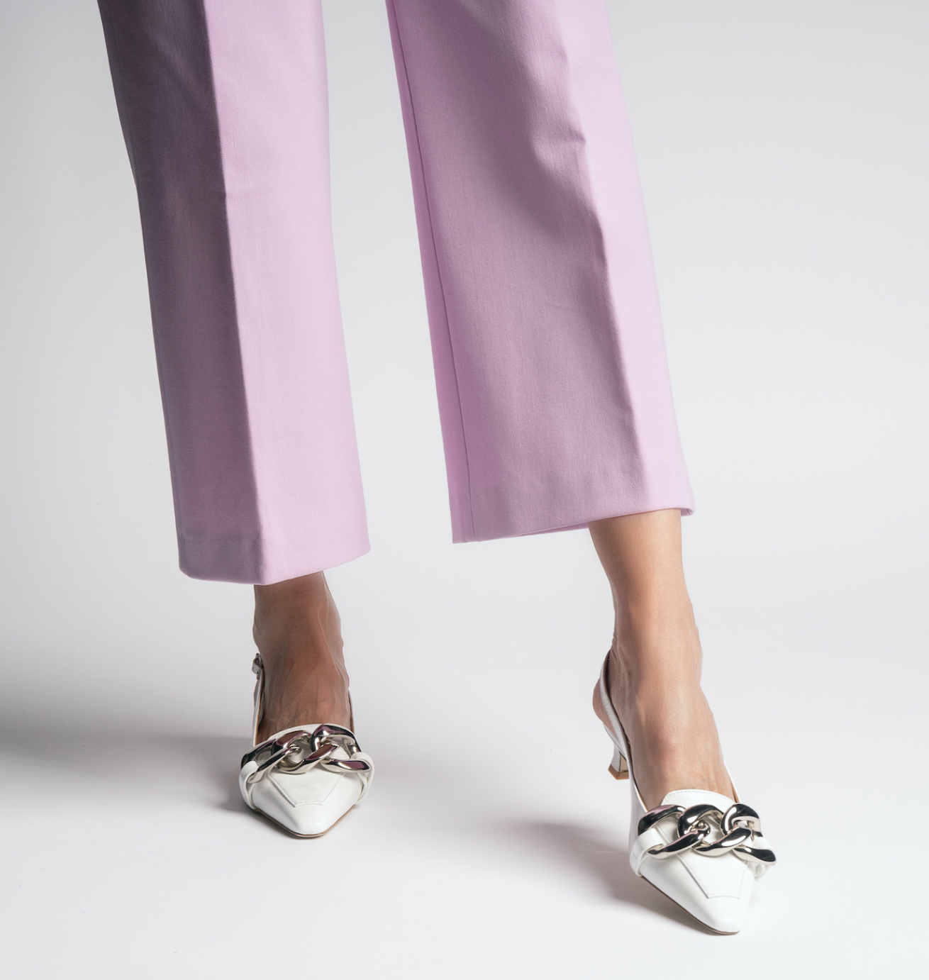 Erity White Naplak Slingback Pumps - 3