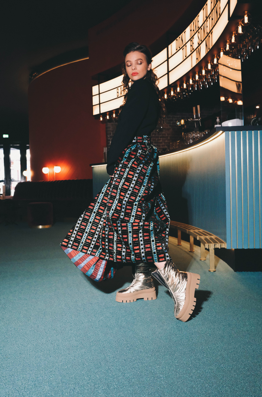 Evi-Ann Front Zip Champagne Chunky Boots 47379-P-2207 - 05