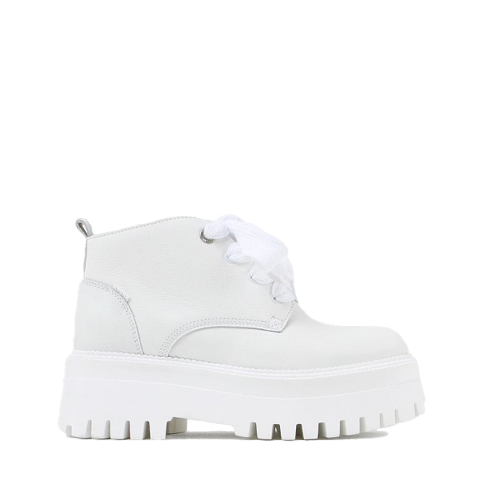 Groovy Lace Up White Low Boots 47414-A04 - 1