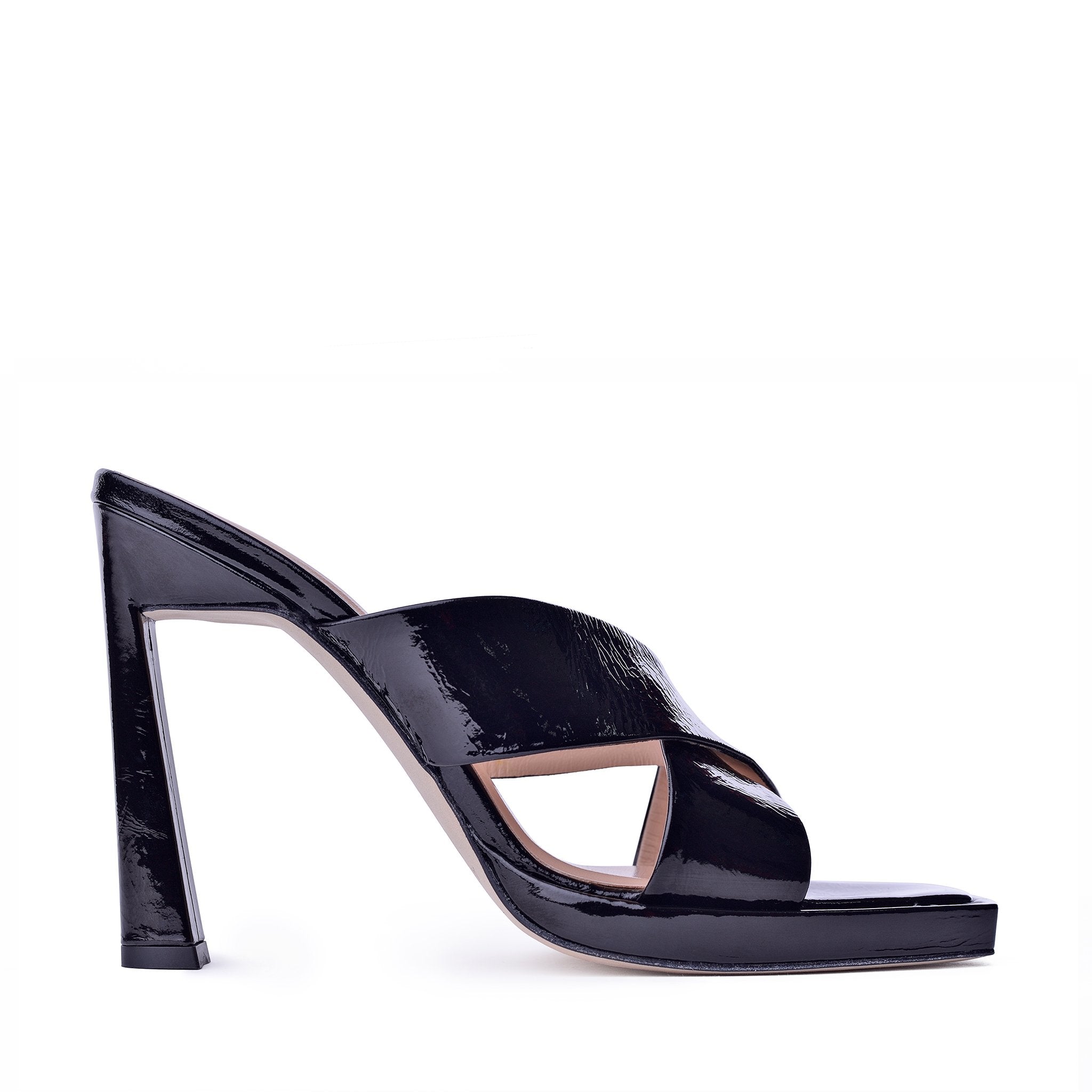 Kaori Plateau Black Naplak Mules 20079-01-02 - 1