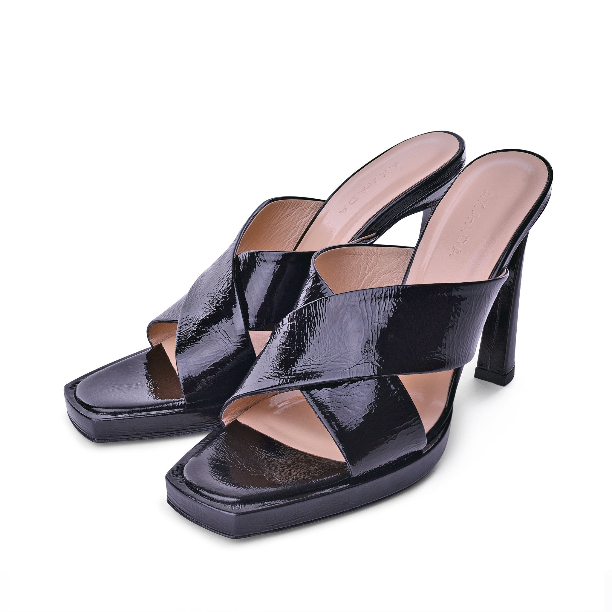 Kaori Plateau Black Naplak Mules 20079-01-02 - 6