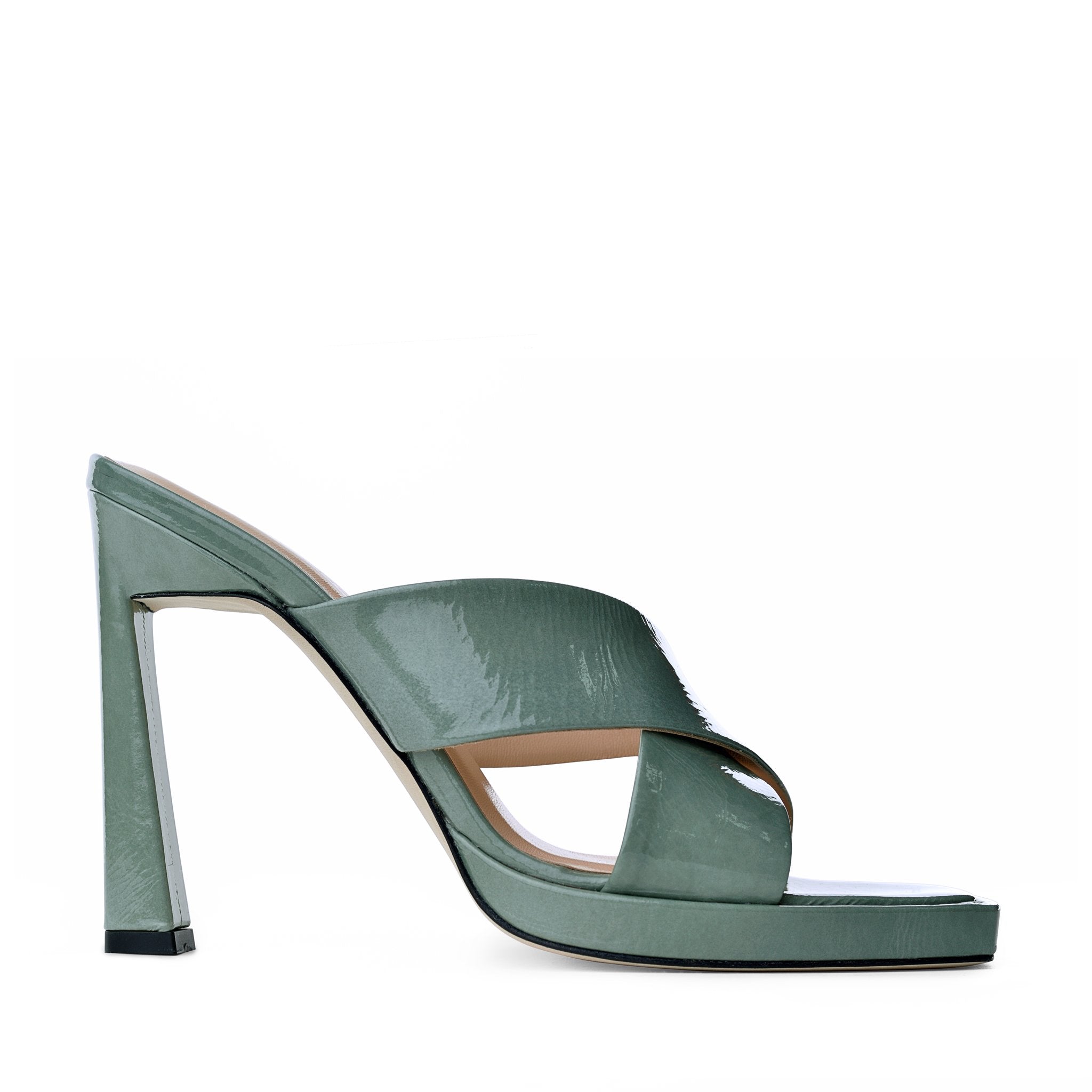 Kaori Plateau Avocado Green Naplak Mules 20079-01-04 - 1