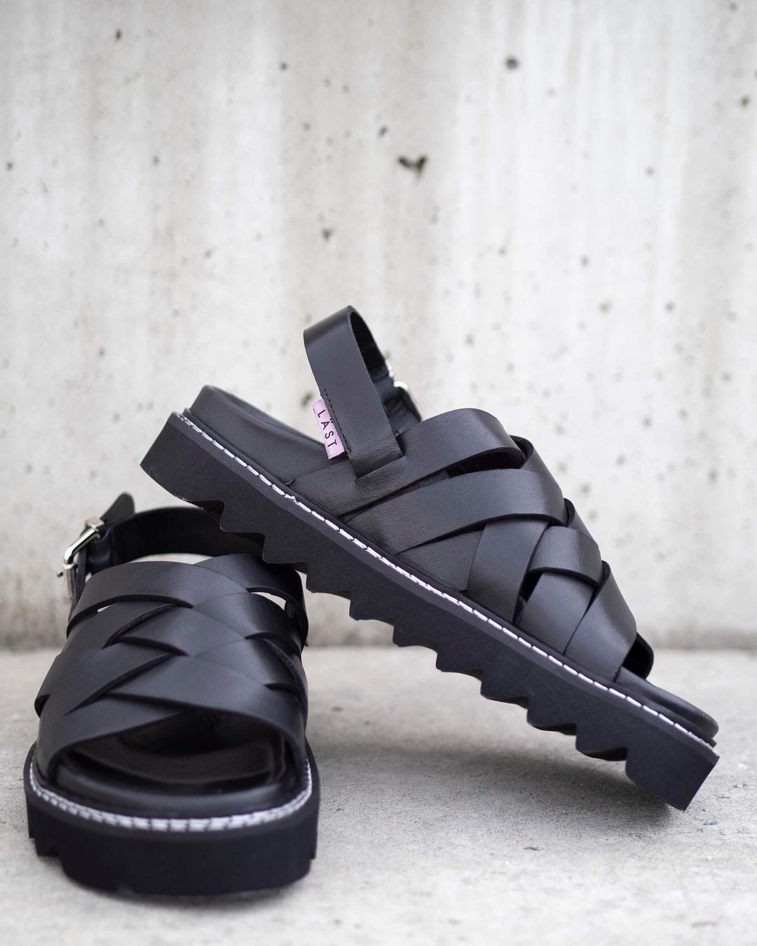Maggie Black Leather Chunky Sandals LAST1553 - 15