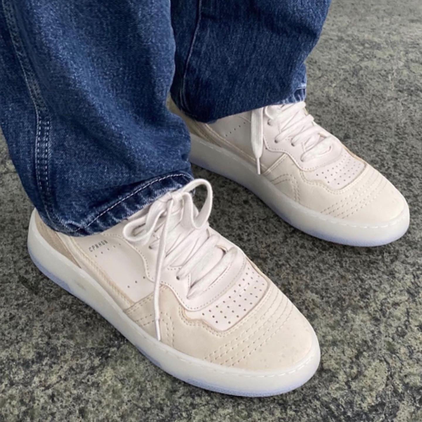 Leather Mix Eggshell Chunky Sneakers CPH461 -3
