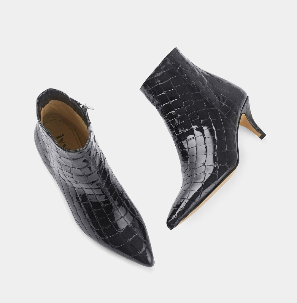 Bambi Faux Croco Black Boots 94-002-021 - 3