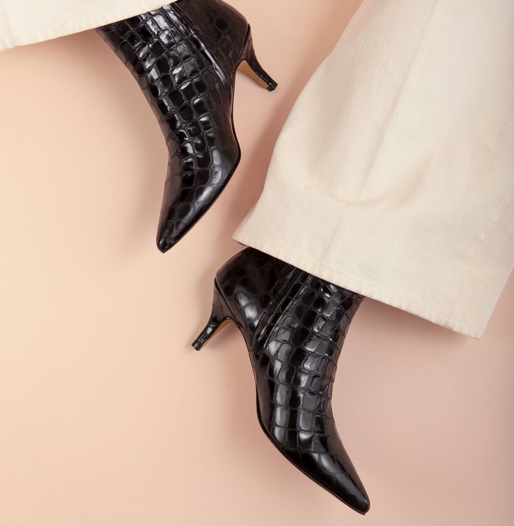Bambi Faux Croco Black Boots 94-002-021 - 2