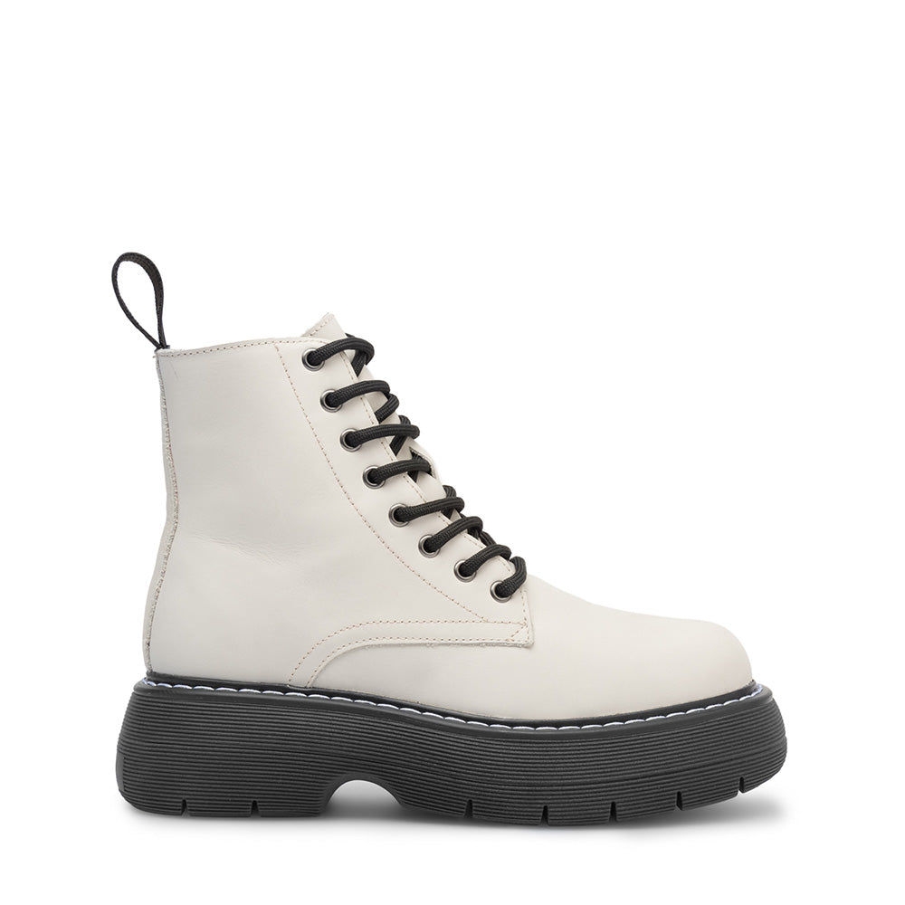 Last Jane Off White Leather Combat Boots 37
