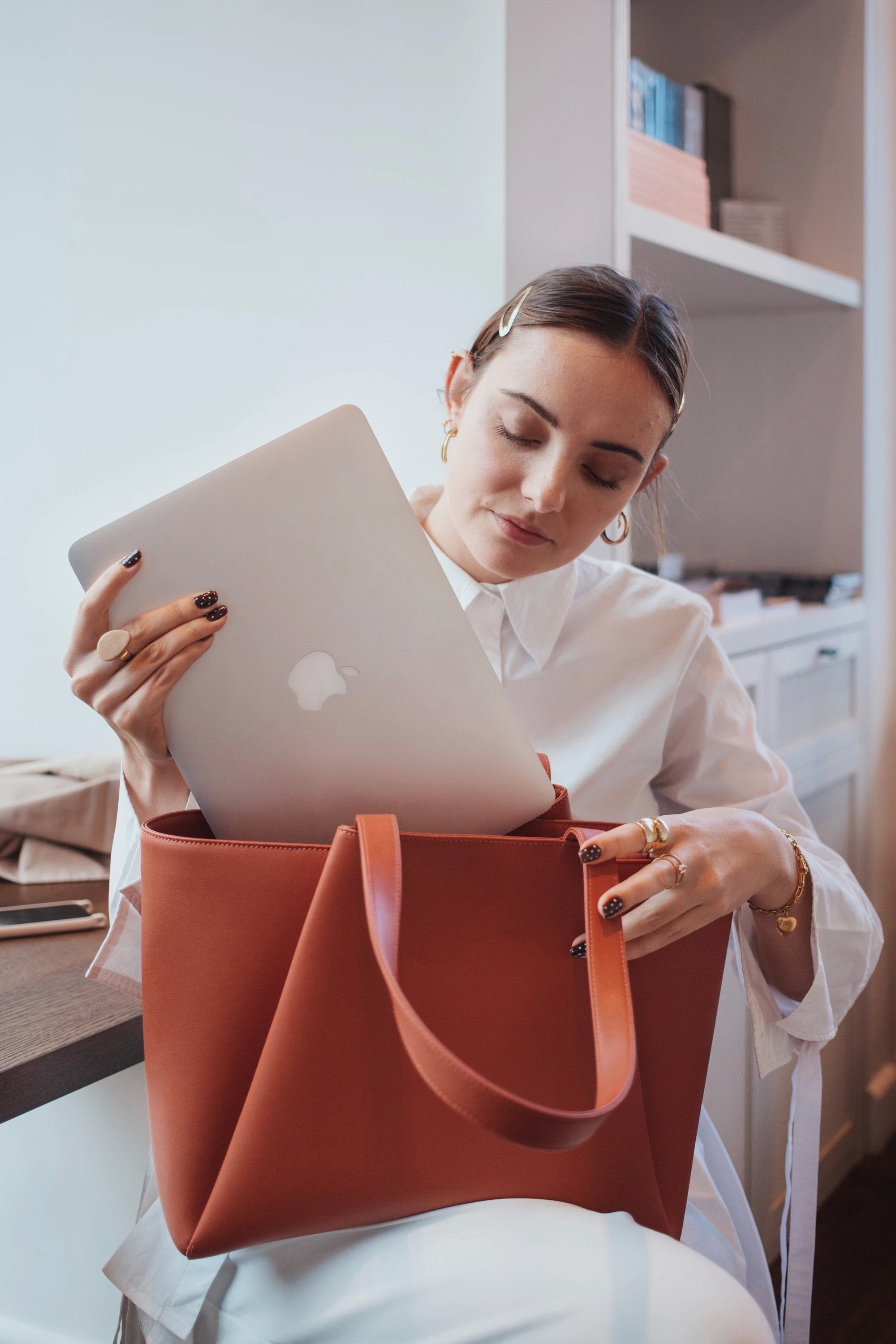 Midi Pyramid Terracotta Bag Bags
