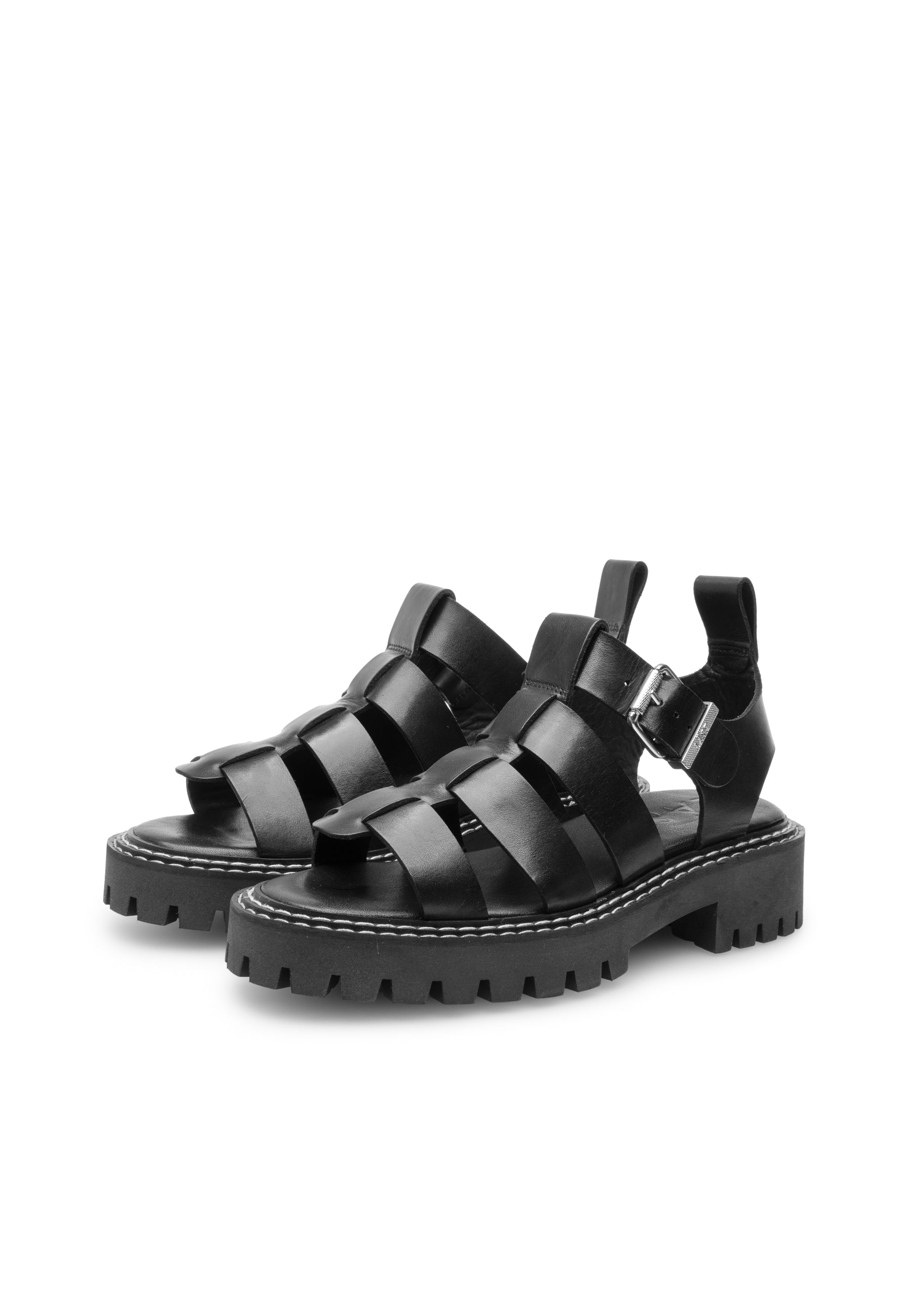 Daphny Black Leather Chunky Sandals LAST1518 - 3