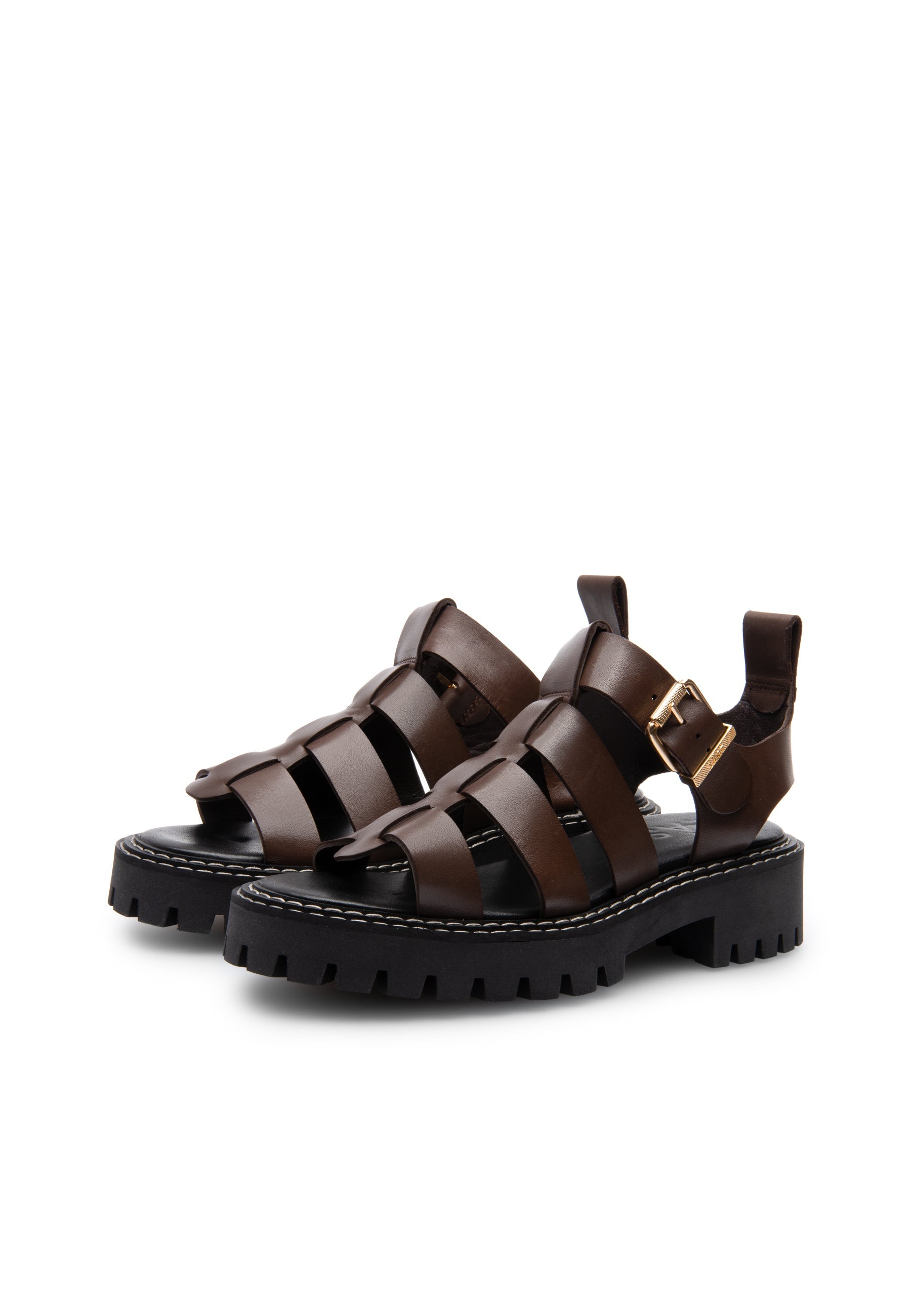 Daphny Brown Leather Chunky Sandals LAST1519 - 3