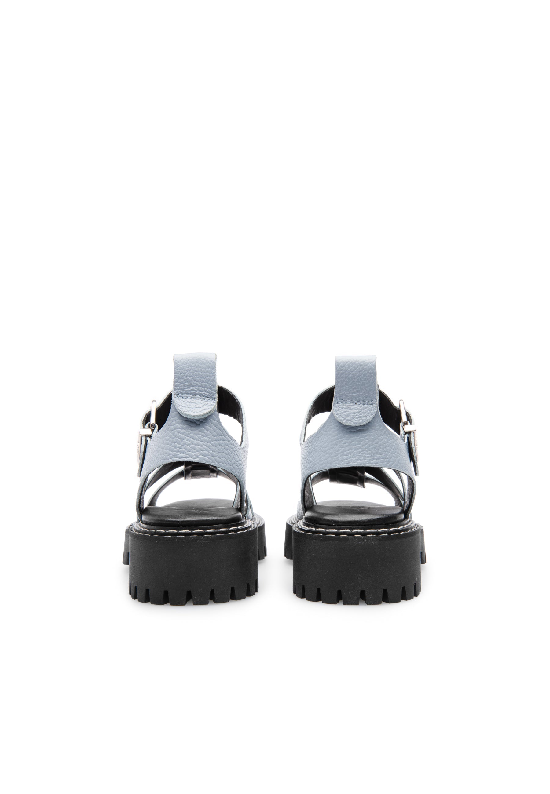 Daphny Dusty Blue Grained Leather Chunky Sandals LAST1520 - 5