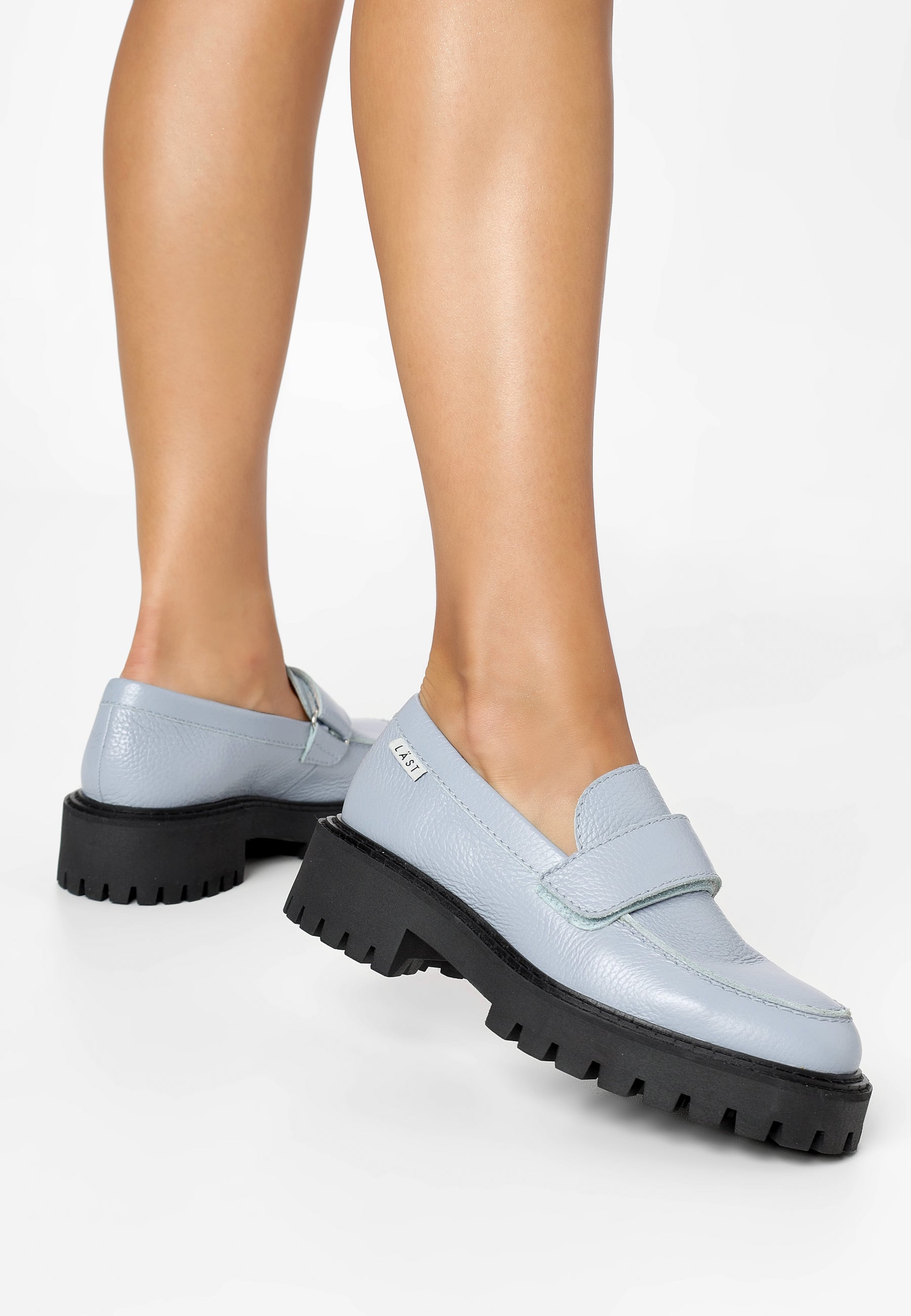 Lady Dusty Blue Leather Loafers LAST1550 - 2