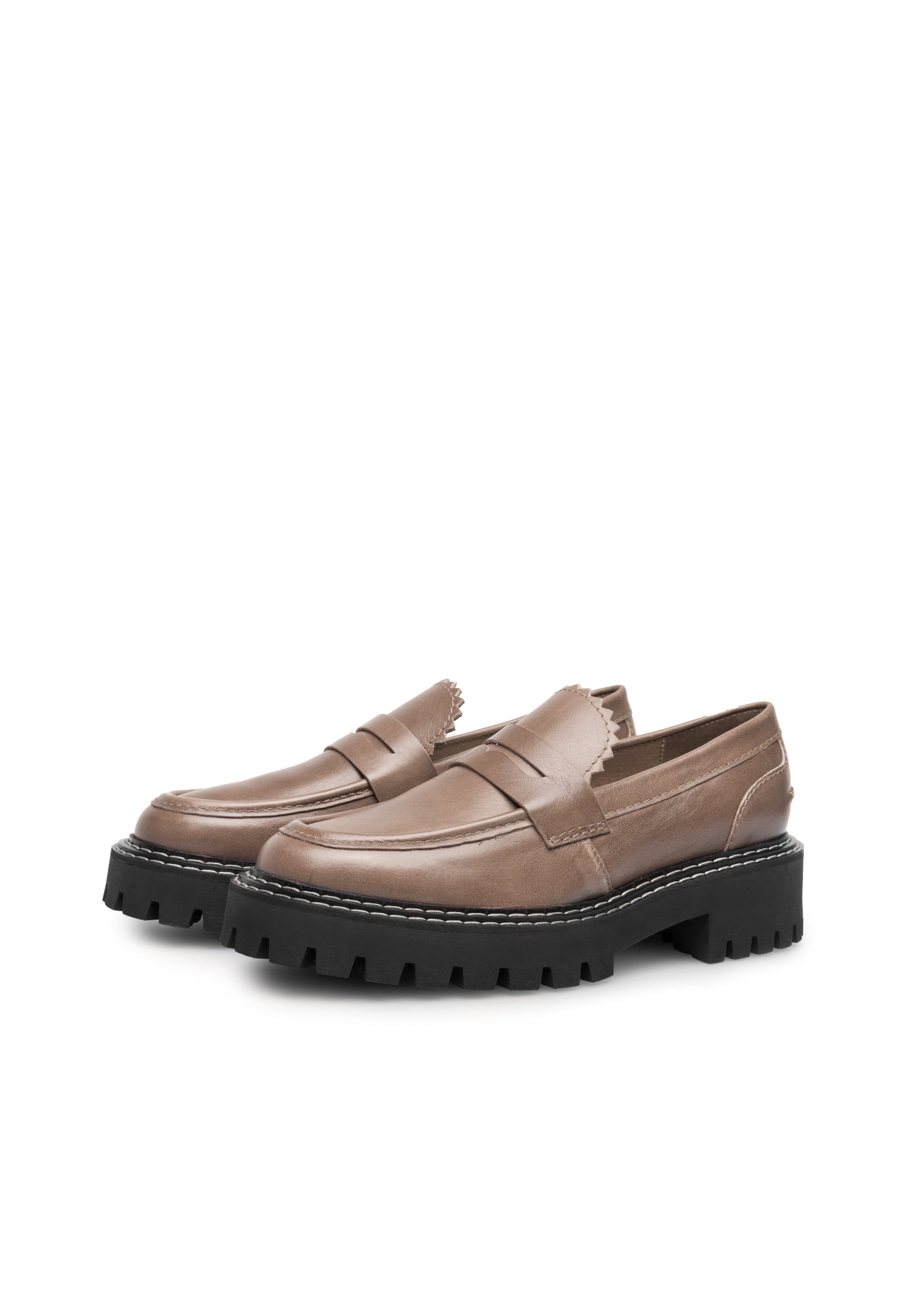 Matter Taupe Leather Loafers LAST1681 - 3