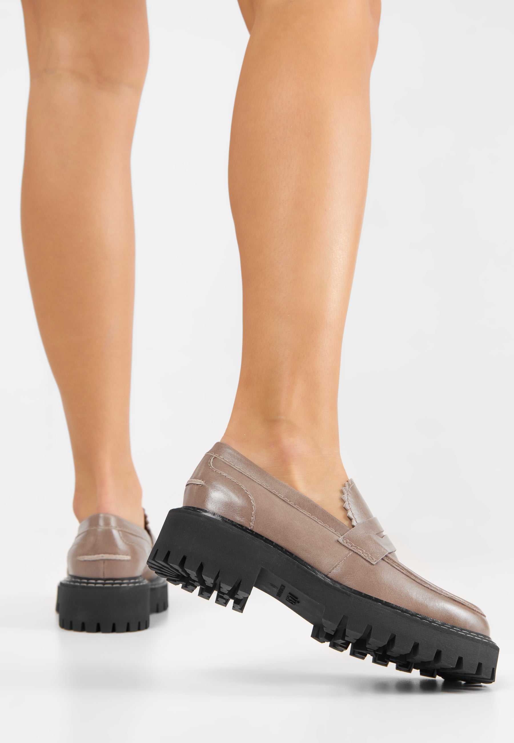 Matter Taupe Leather Loafers LAST1681 - 8