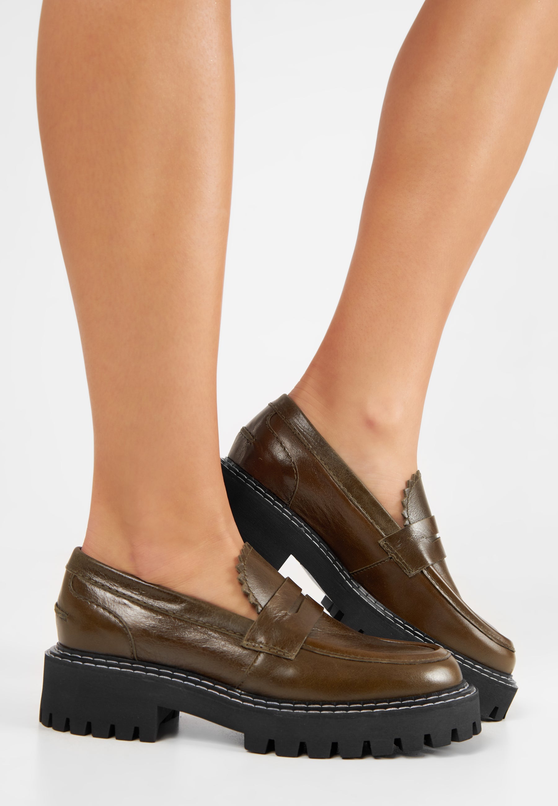 Matter Olive Leather Loafers LAST1682 - 8