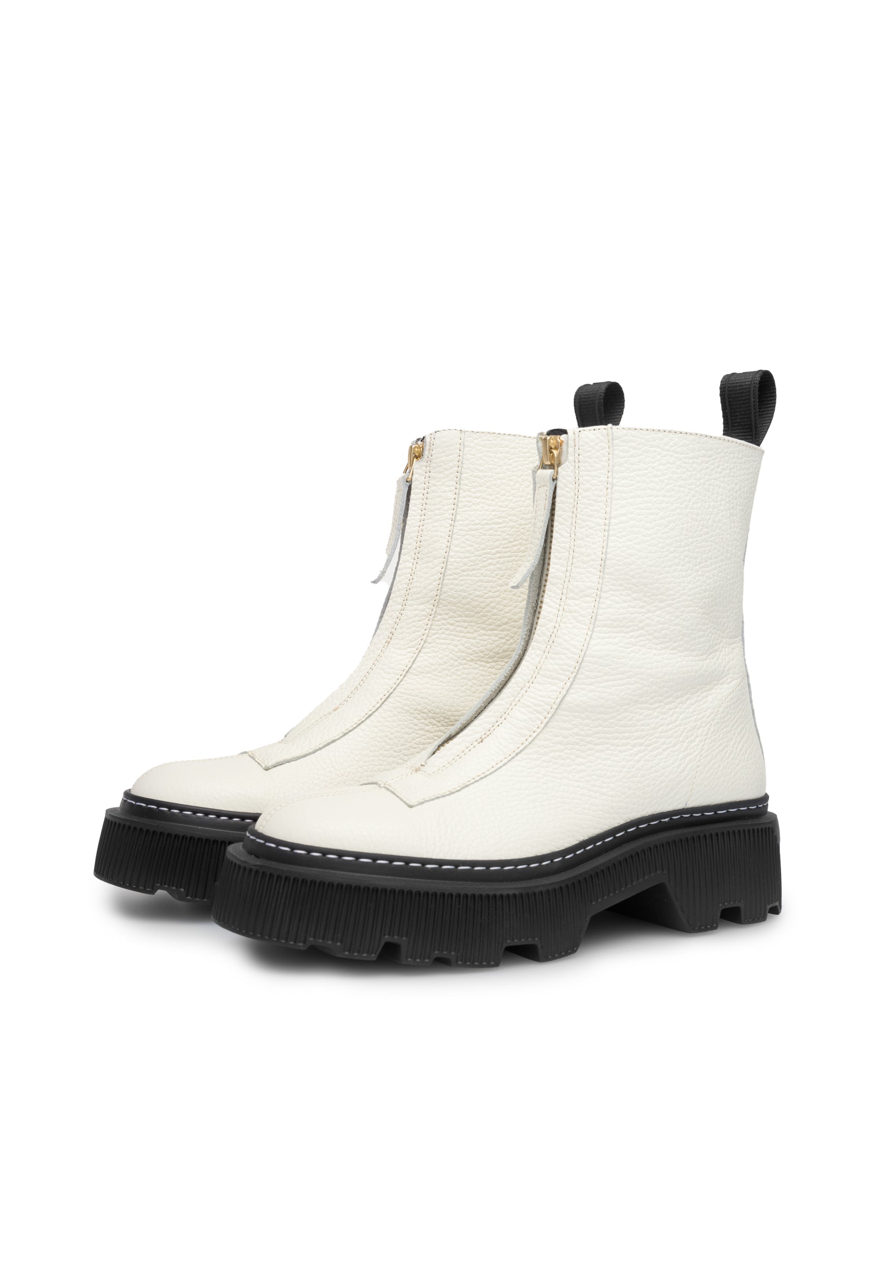Shane Off White Front Zip Leather Boots LAST1700 -3