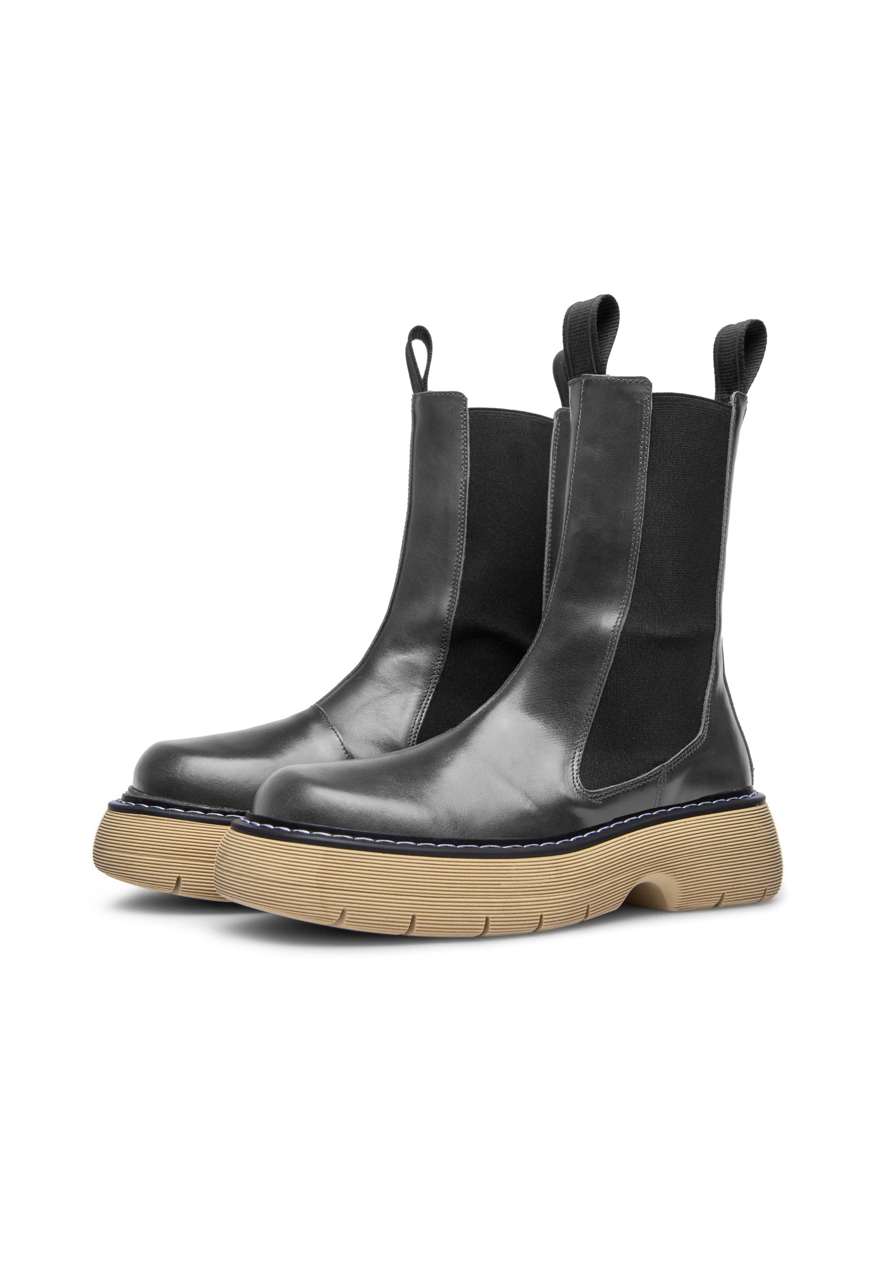 Joy Black Beige High Chelsea Boots LAST1731 -3
