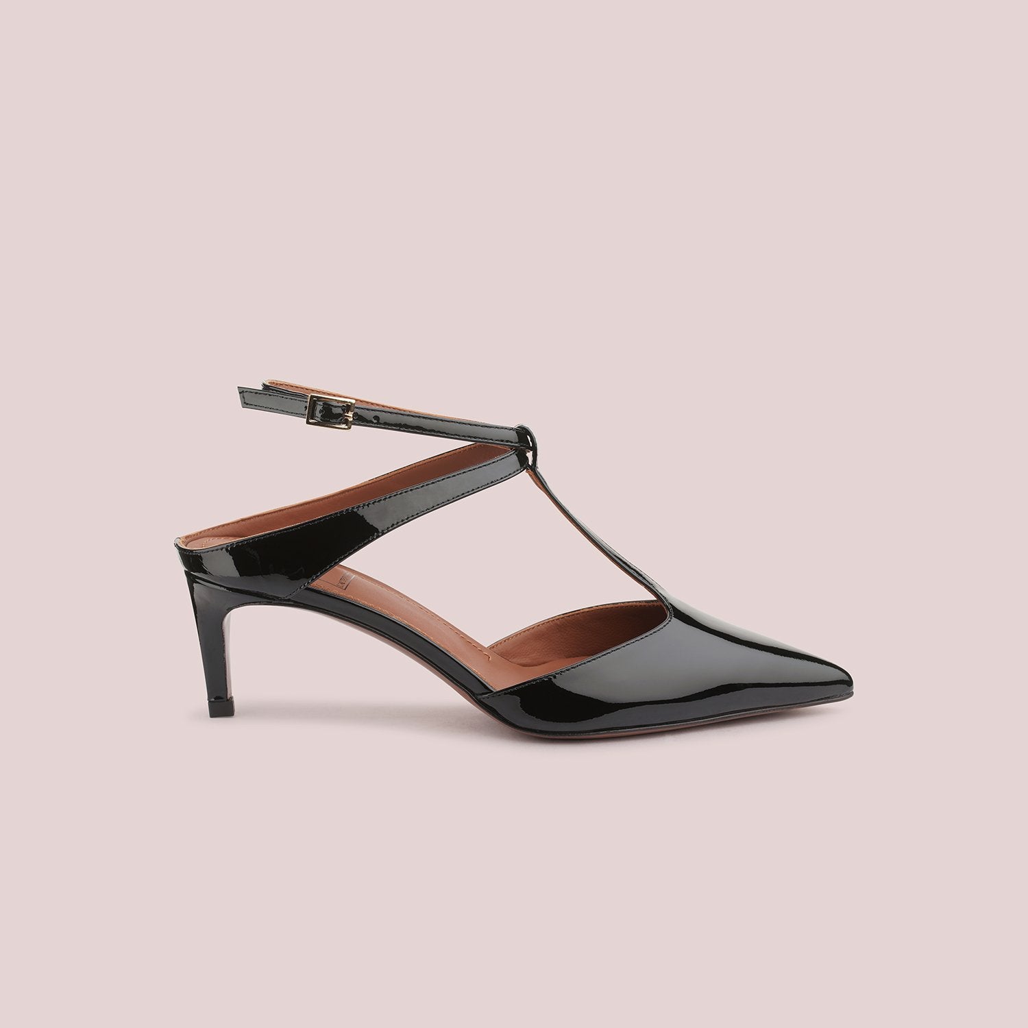 T-Bar Court Shoes In Black Patent Leather Heels LDL052.55CP00411001 - 5