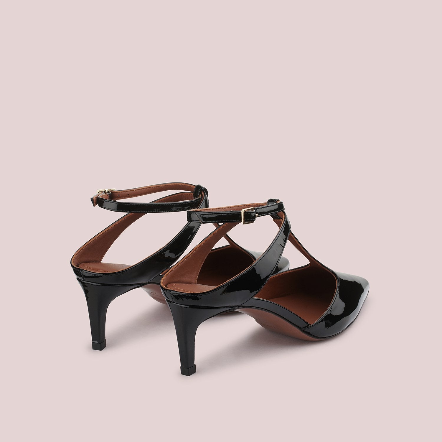 T-Bar Court Shoes In Black Patent Leather Heels LDL052.55CP00411001 - 4