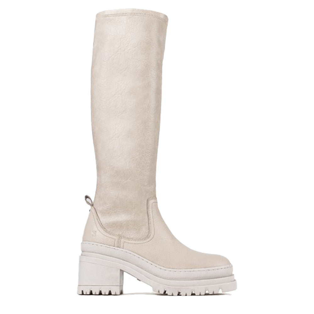 Lyssa Off White Stretch High Boots 14268-G-3619 - 1