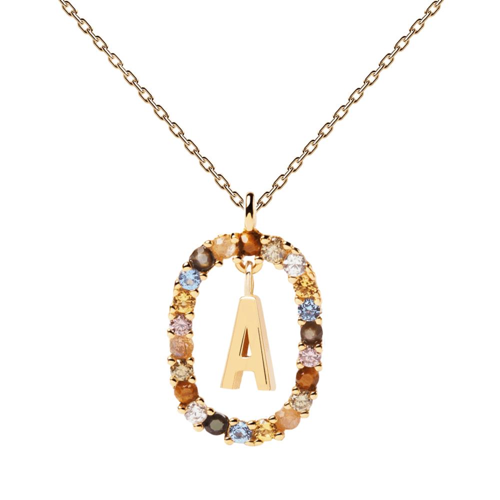 Letter A Circle Necklace CO01-260-U - 01