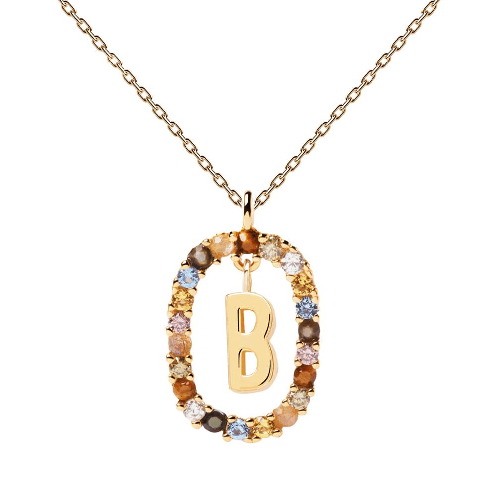 Letter B Circle Necklace CO01-261-U - 01