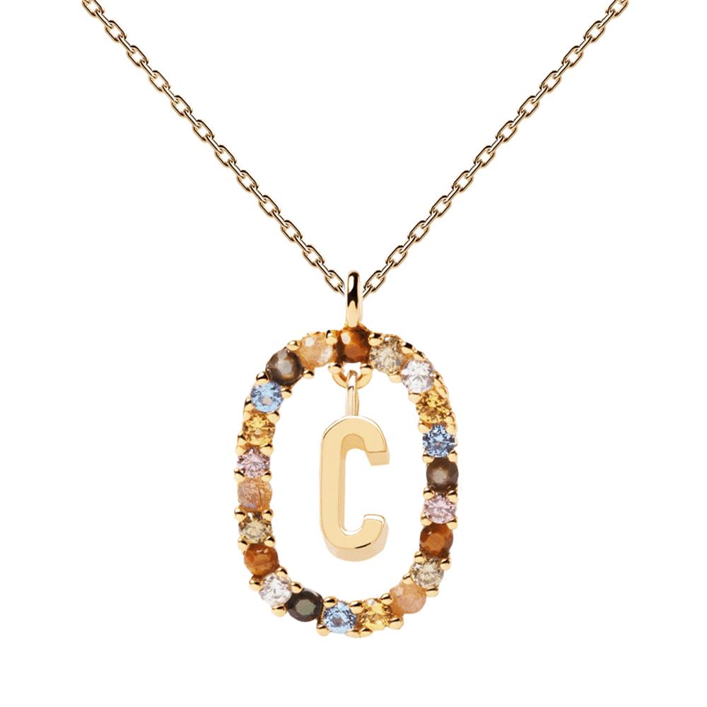 Letter C Circle Necklace CO01-262-U - 01