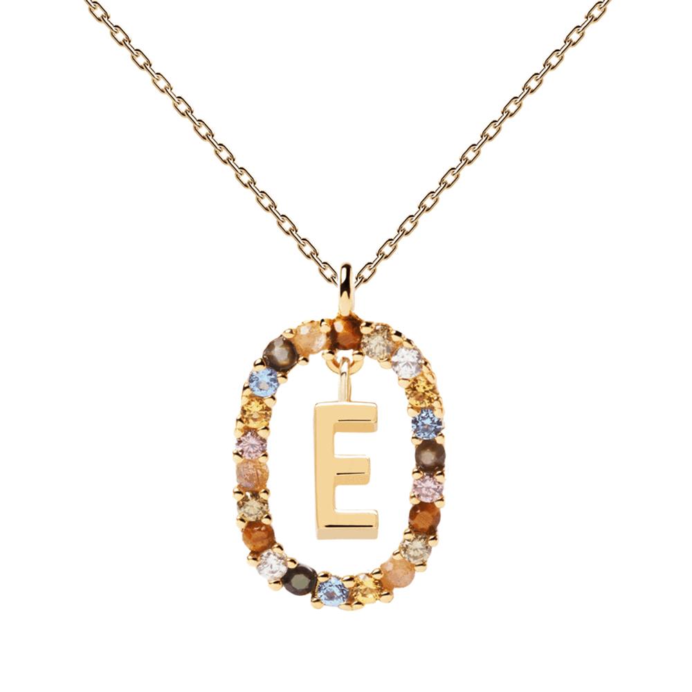 Letter E Circle Necklace CO01-264-U - 01
