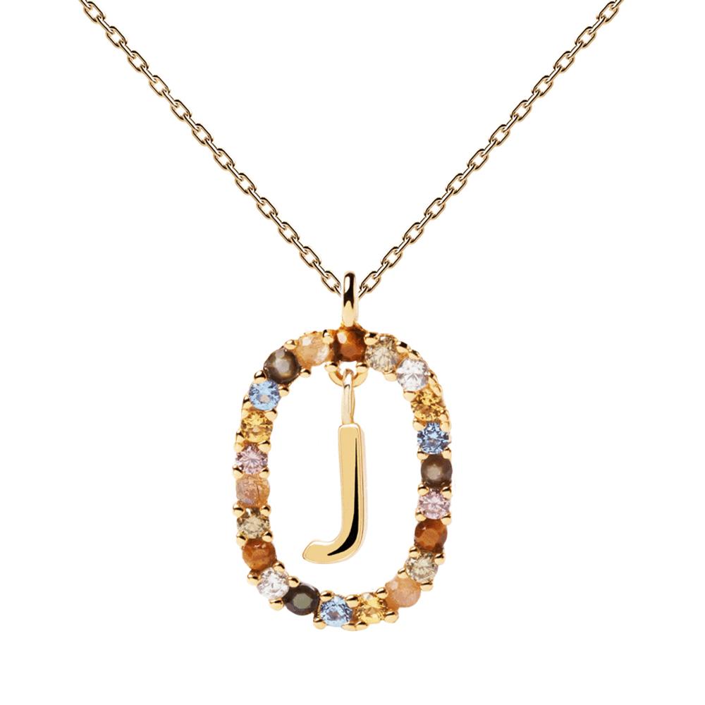 Letter J Circle Necklace CO01-269-U - 01