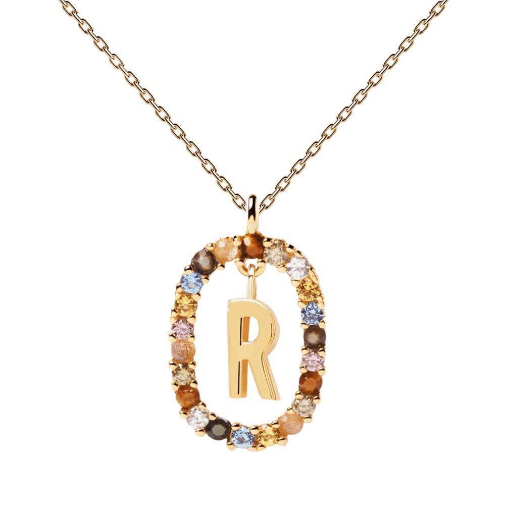 Letter R Circle Necklace CO01-277-U - 01