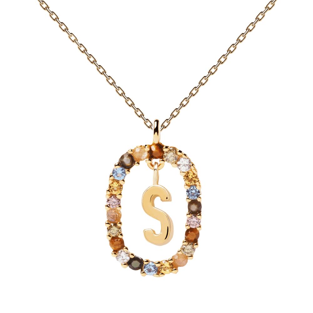 Letter S Circle Necklace CO01-278-U - 01
