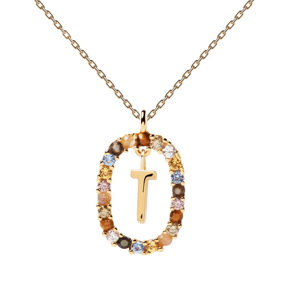 Letter T Circle Necklace CO01-279-U - 01