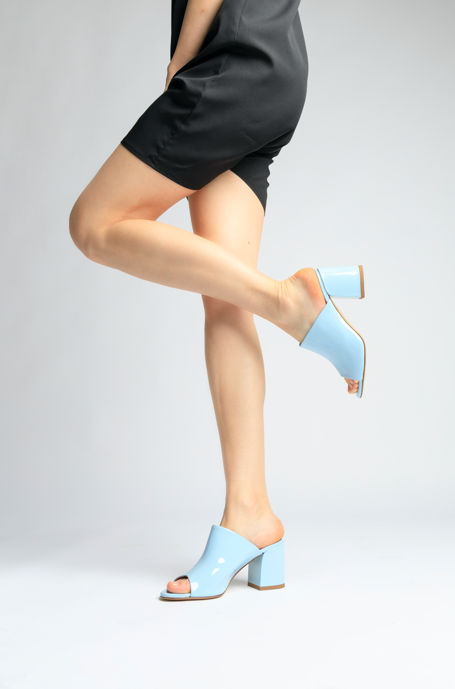 Light Blue Patent Mule Heels 9252A - 2